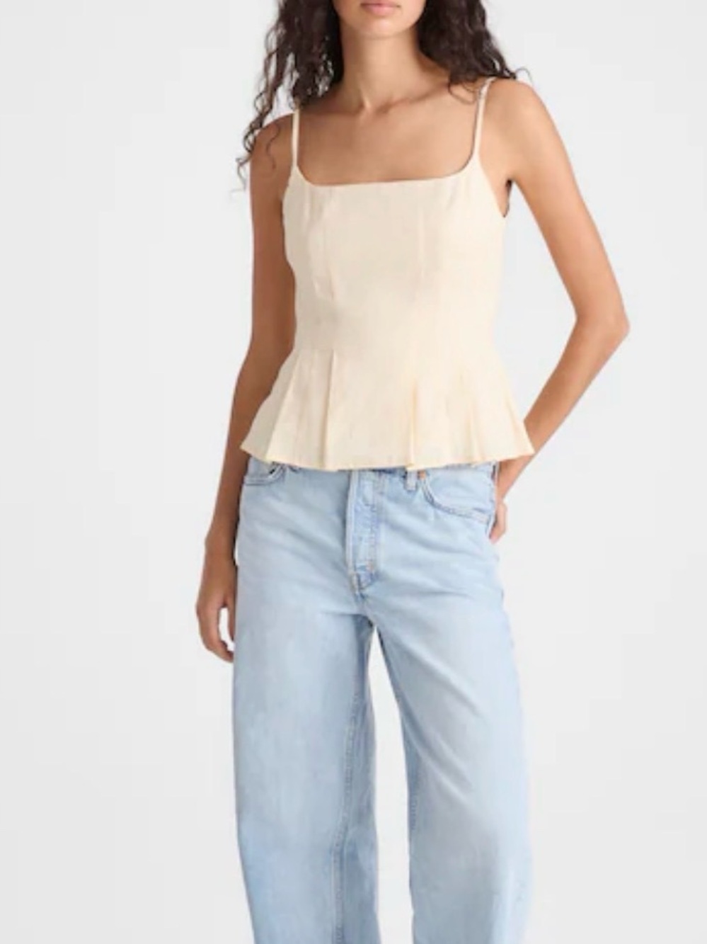 Madewell Cream Square-Neck Peplum Camisole